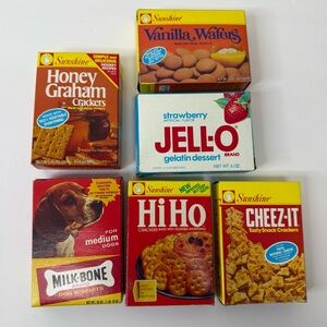 Vintage Realistic Pretend Play Kitchen Food Cardboard Boxes Mini Lot of 6 Pieces